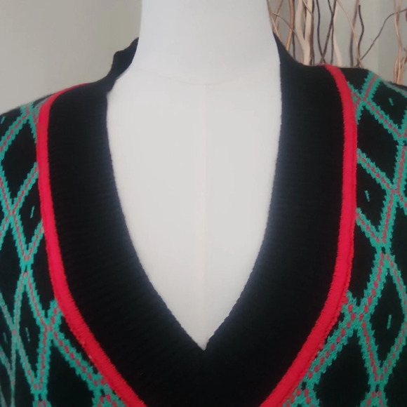 Cider Diamond Stitching Checkered Knitted Sweater Vest MEDIUM - Picture 2 of 12